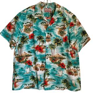 Vintage RJS Hawaiian Mens Shirt 2XL Floral Tropical Made In Hawaii Beach Aloha